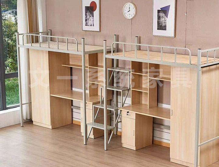 Metal Frame Bed with Bookshelf & Wardrobe