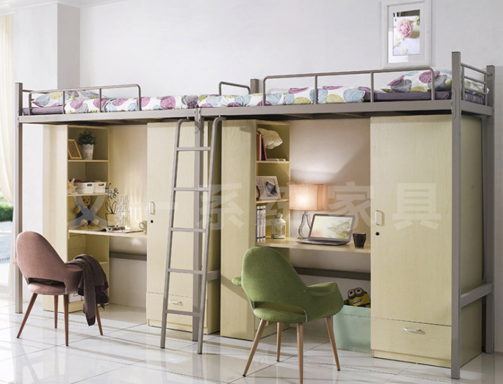 Student Apartment Bed with Wood Cabinet 042